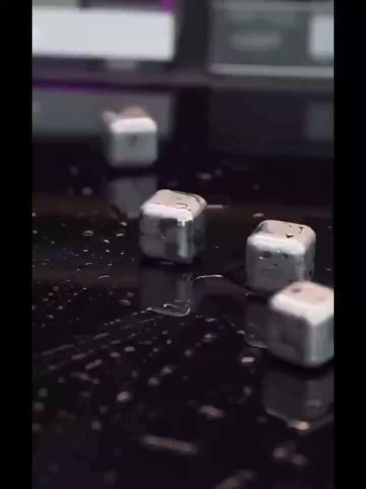 Reusable Metal Ice Cubes with Tongs + ice bucket